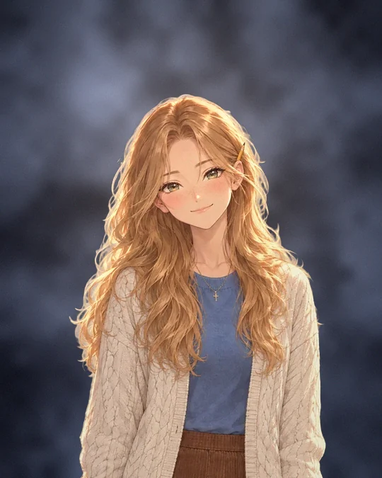 Grace Whitman smiling in a cream cardigan
